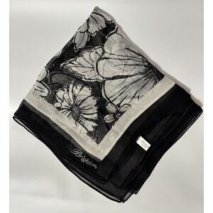 Brighton "BLACK WHITE & ALWAYS RIGHT"‎ Silk Rectangle Floral Black & White Scarf